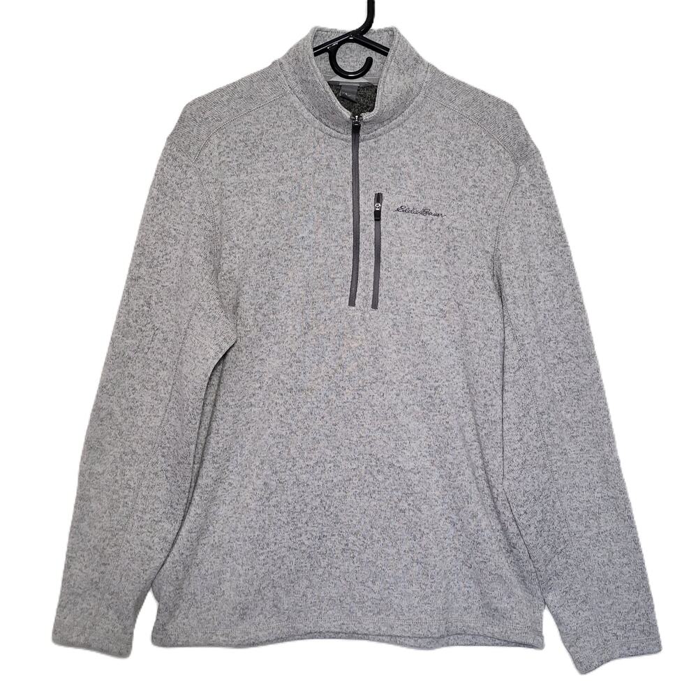 Eddie Bauer Men's Pullover Top Long Sleeve 1/4 Zip Light Gray Heather Size Large
